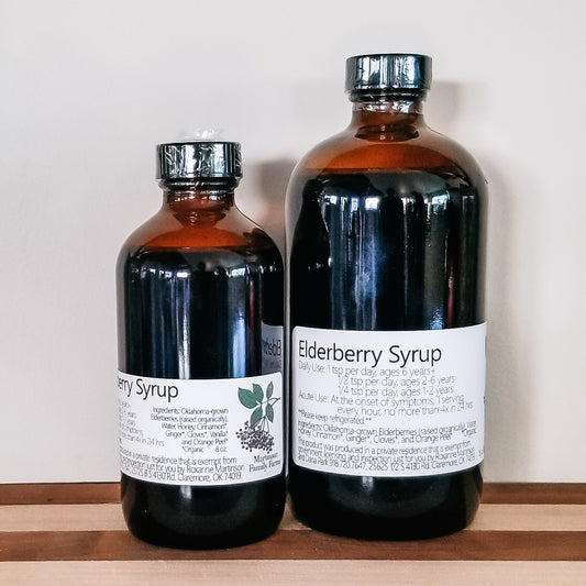Organic Elderberry Syrup Infusion, 16 oz amber glass bottle